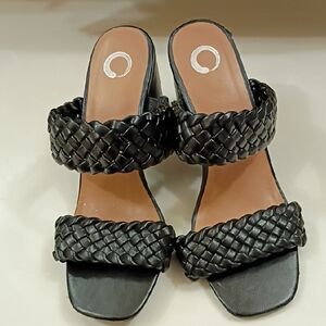 Journee Collection Black Braided Double-Strap Slide Mules
